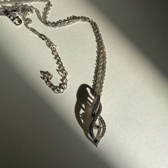 GENUINE Diamond necklace 925 Sterling silver - Picture 7 of 15